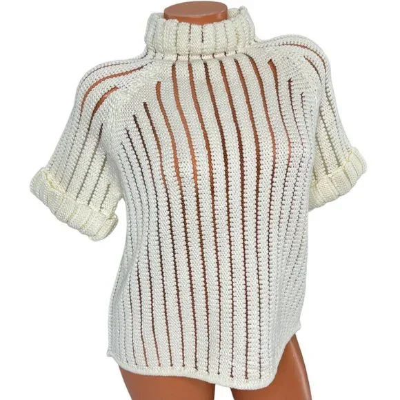 Sweaters Joa Sweater Womens Cream Funnel Neck Knit